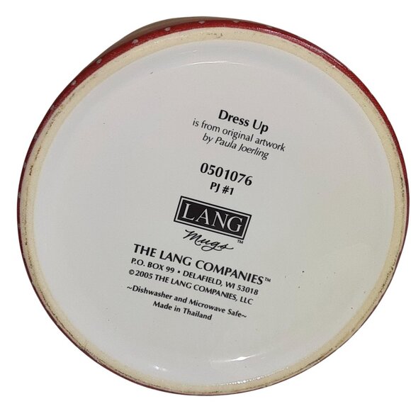 Pair "Dress Up" Paula Joerling Ceramic Mugs Lang Company Red Coffee/Tea Mug EUC - Picture 5 of 6